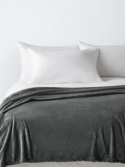 John Lewis Fleece Throw, Steel