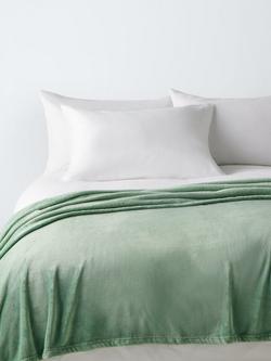 John Lewis Fleece Throw, Mist Green