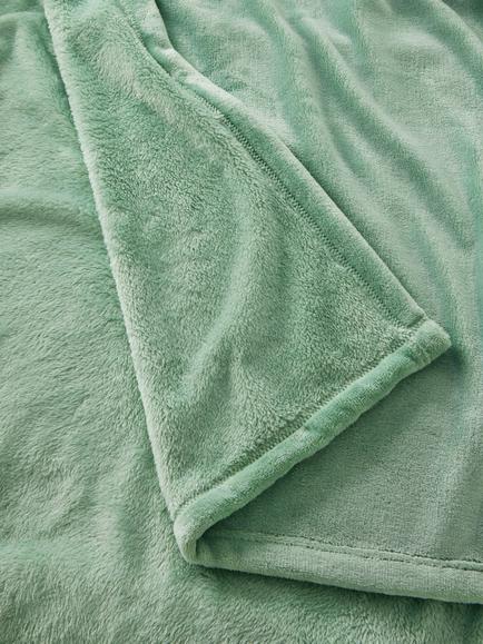John Lewis Fleece Throw - view 2, Mist Green
