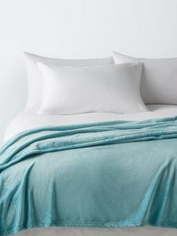 John Lewis Fleece Throw, Pale Blue