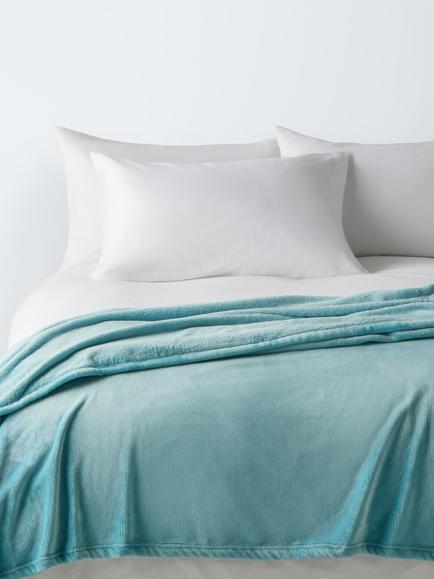 John Lewis Fleece Throw, Pale Blue