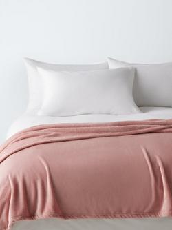 John Lewis Fleece Throw, Pale Pink