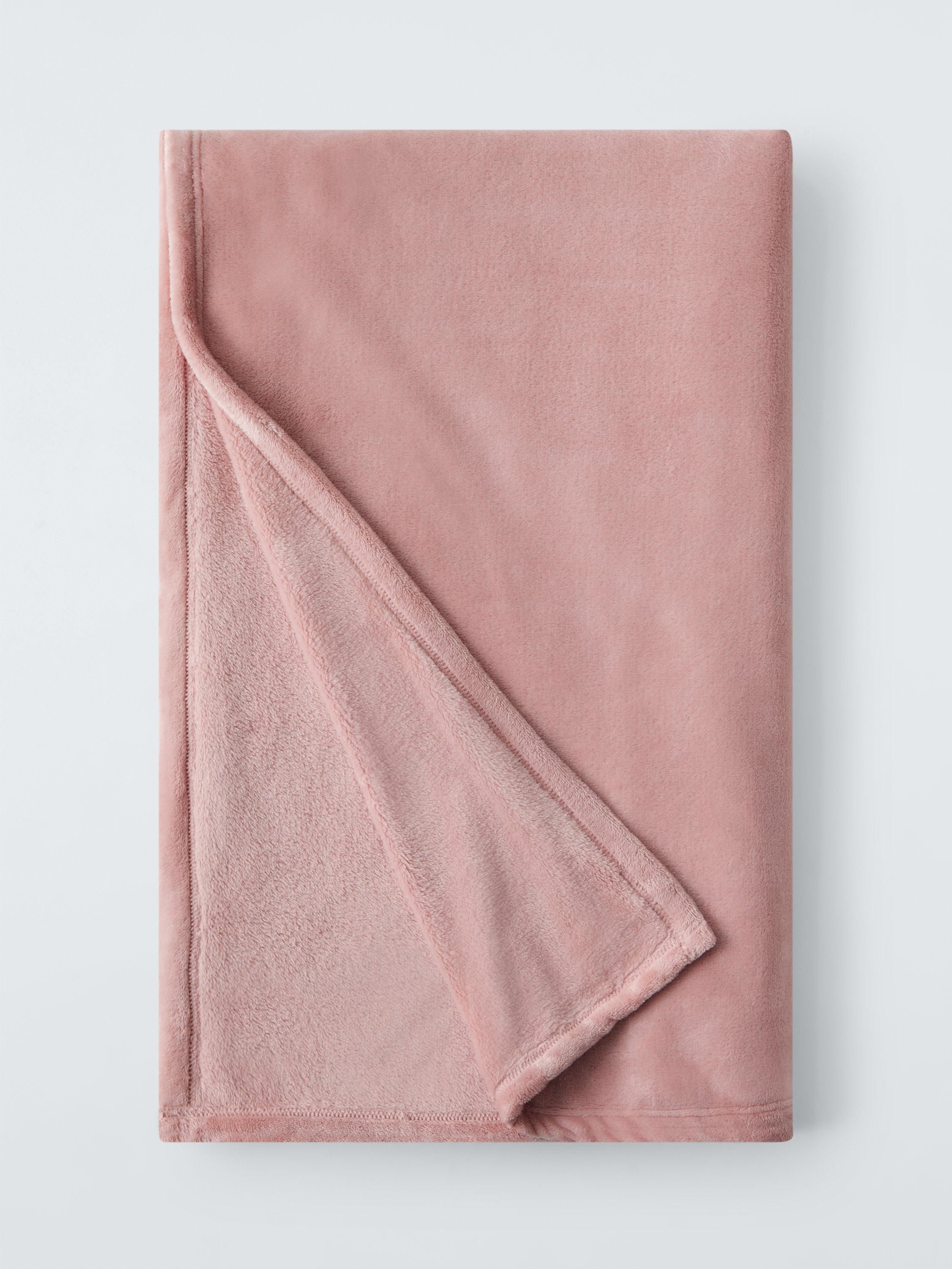 John Lewis ANYDAY Fleece Throw Pale Pink