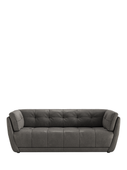 At The Helm Theo Large 3 Seater Leather Sofa, Adventurer Gorge Grey