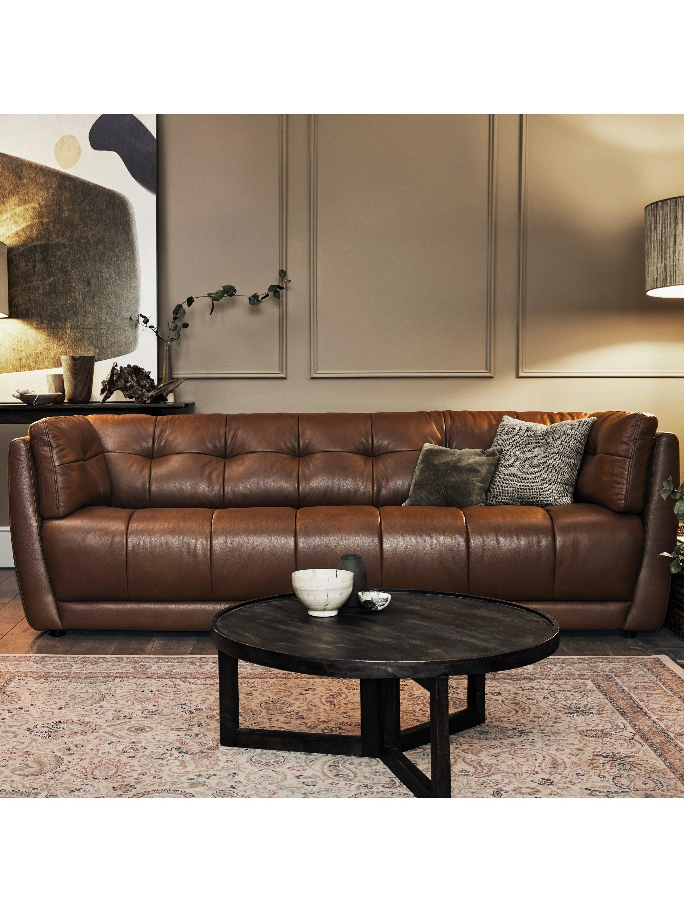 Theo Range, At The Helm Theo Large 3 Seater Leather Sofa, Lavish Ink