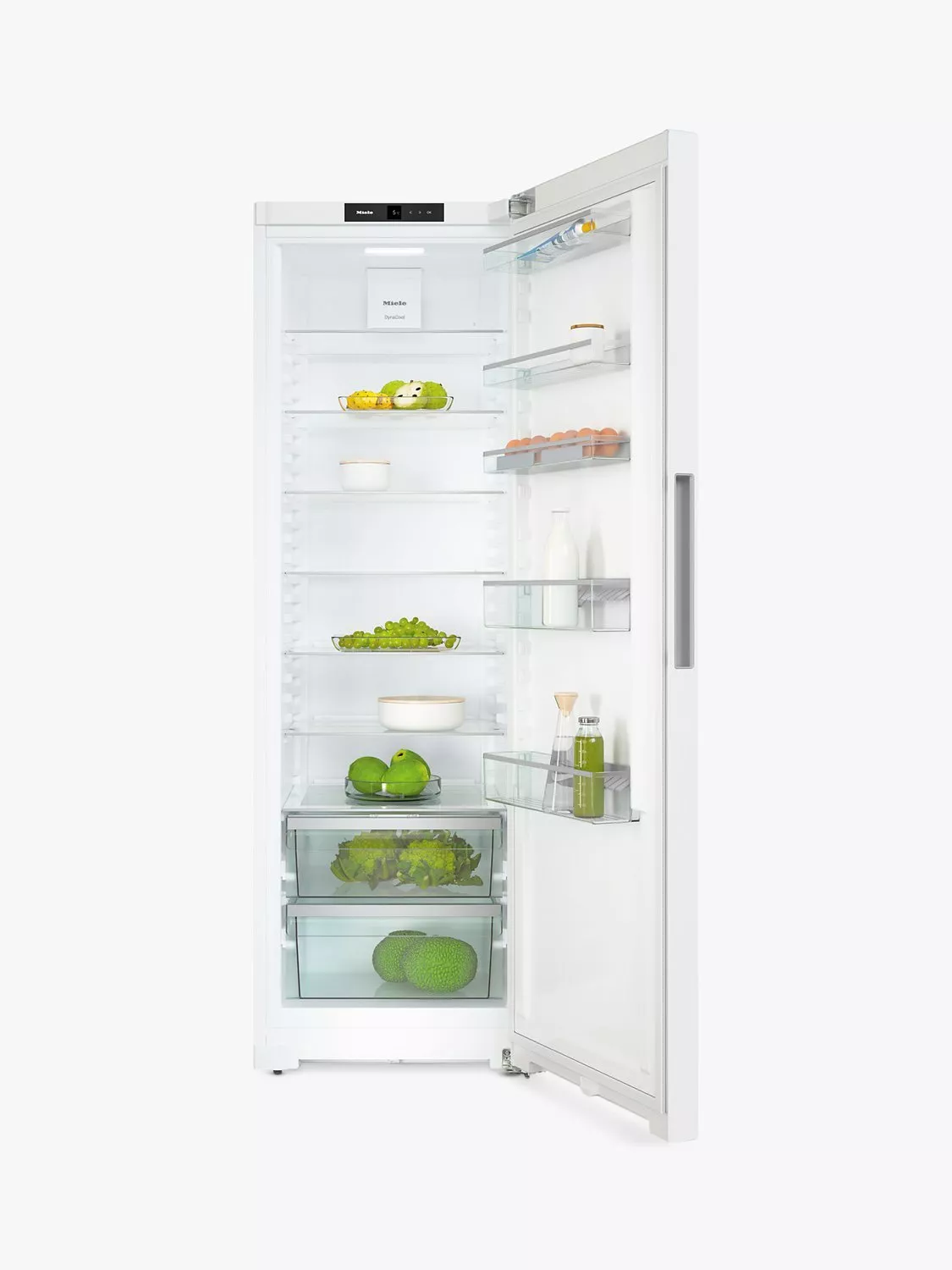 Open fridge with groceries inside