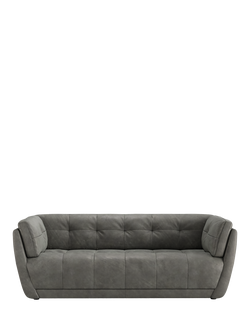 At The Helm Theo Large 3 Seater Leather Sofa, Explorer Limestone
