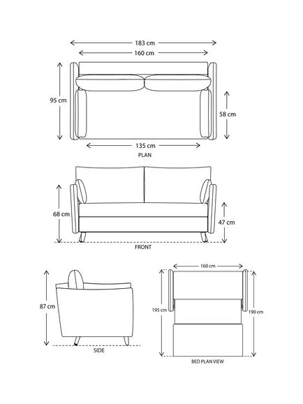 Swyft Model 08 2.5 Seater Sofa Bed - view 2, Linen Seaglass