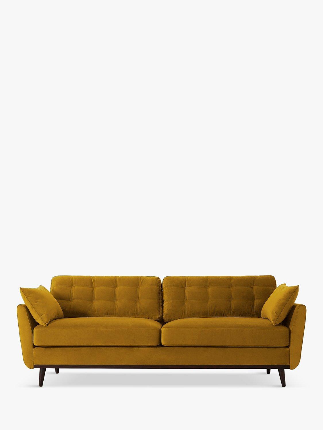 Model 10 Range, Swyft Model 10 Large 3 Seater Sofa, Dark Leg, Velvet Mustard