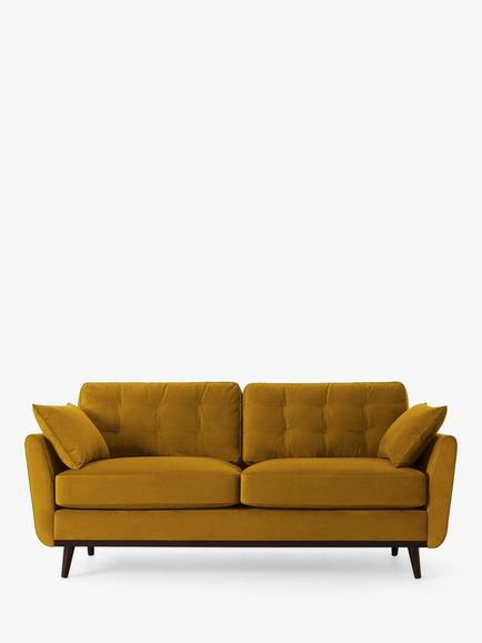 Swyft Model 10 Medium 2 Seater Sofa, Dark Leg, Velvet Mustard