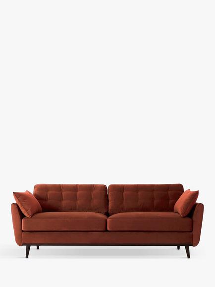Swyft Model 10 Large 3 Seater Sofa, Dark Leg, Velvet Brick
