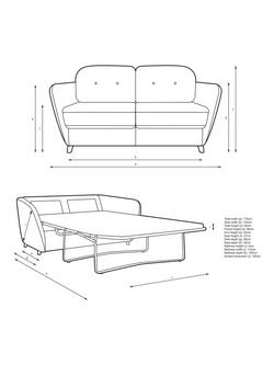 John Lewis Arlo Sofa Bed, Light Leg - view 2, Chenille Weave Dark Pacific