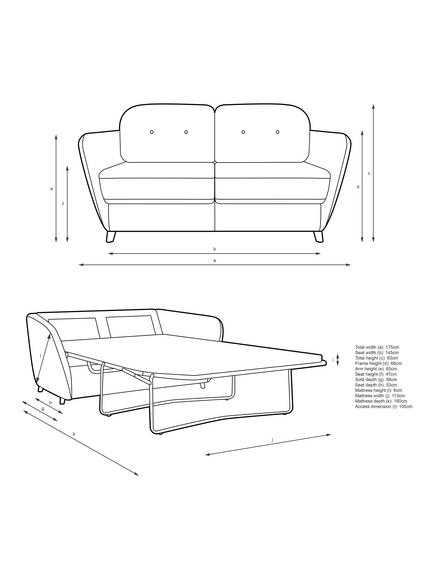 John Lewis Arlo Sofa Bed, Light Leg - view 2, Chenille Weave Dark Pacific