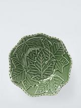 John Lewis Small Leaf Stoneware Serve Bowl, 14cm, Green