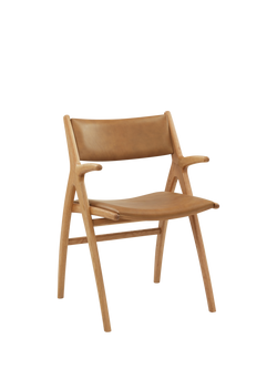 John Lewis X-Ray Leather Dining Armchair, Oak/Camel, 