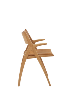 John Lewis X-Ray Leather Dining Armchair, Oak/Camel - view 2, 