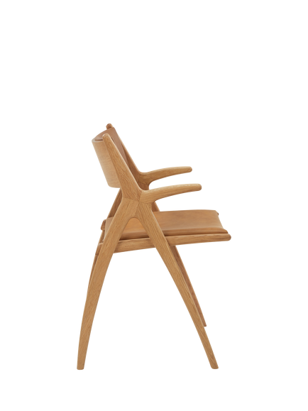 John Lewis X-Ray Leather Dining Armchair, Oak/Camel - view 2, 