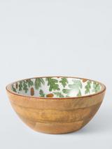 John Lewis Acorn Leaves Serving Bowl, 18cm, FSC-Certified (Mango Wood), Green/Natural