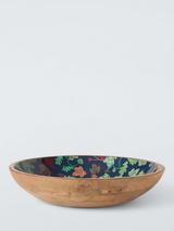 John Lewis Autumn Leaves Serving Bowl, 44cm, FSC-Certified (Mango Wood), Natural/Navy