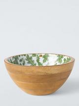 John Lewis Acorn Leaves Serving Bowl, 24cm, FSC-Certified (Mango Wood), Green/Natural