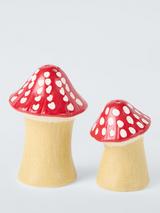 John Lewis Mushroom Stoneware Salt & Pepper Shaker Set, Red