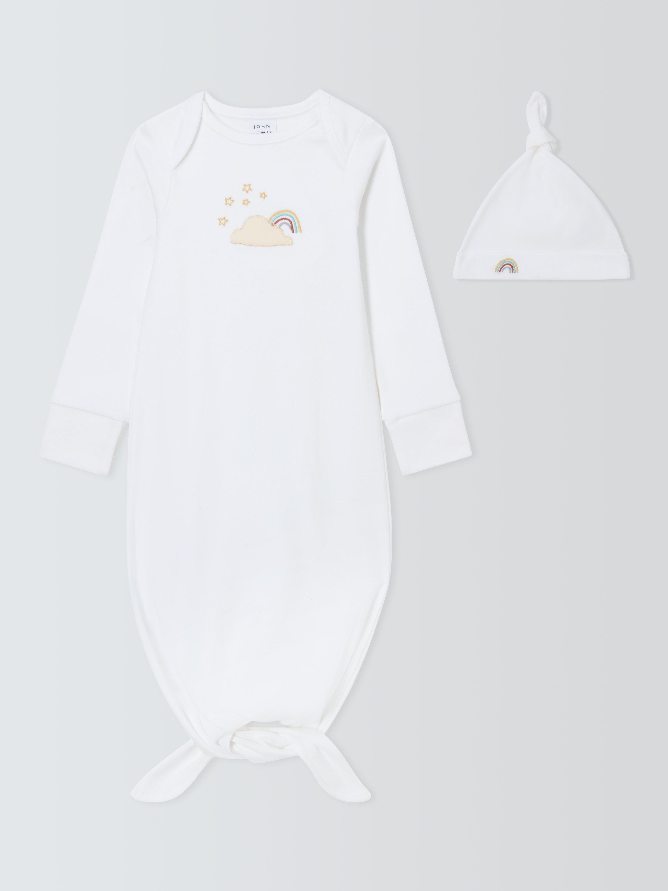 Product image 1 of 4, which shows John Lewis Baby Rainbow Bundler with Hat Set, White