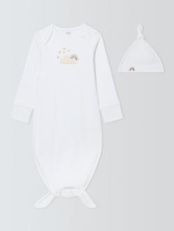 John Lewis Baby Rainbow Bundler with Hat Set, White, White