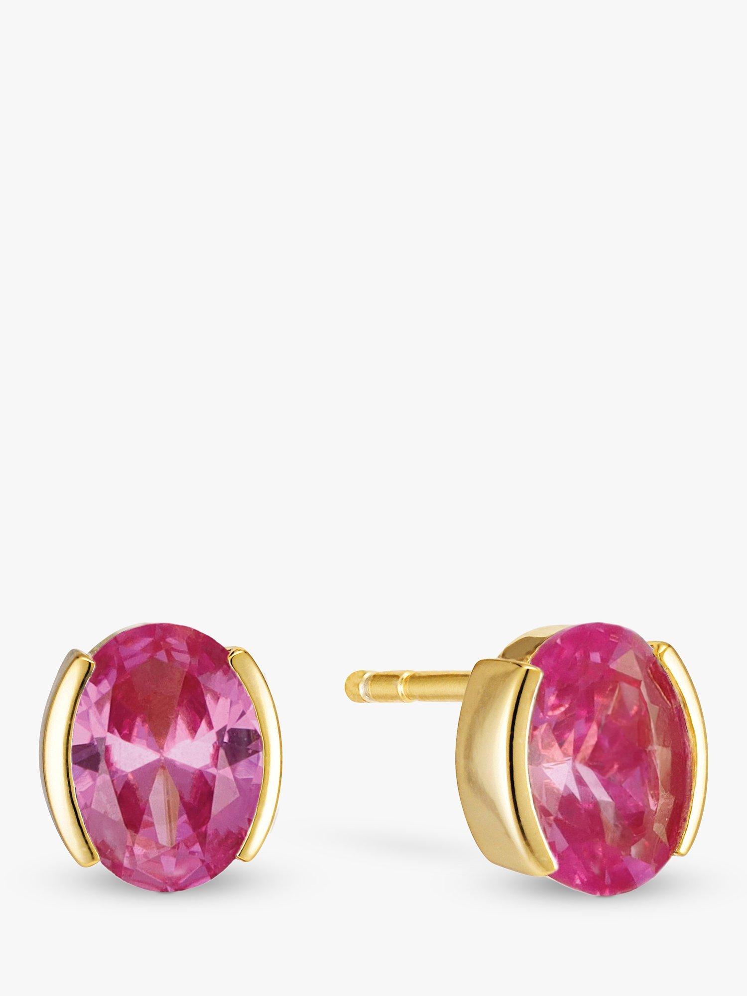 Product image 1 of 1, which shows Sif Jakobs Jewellery Gold Plated Stud Earrings, Gold/Pink