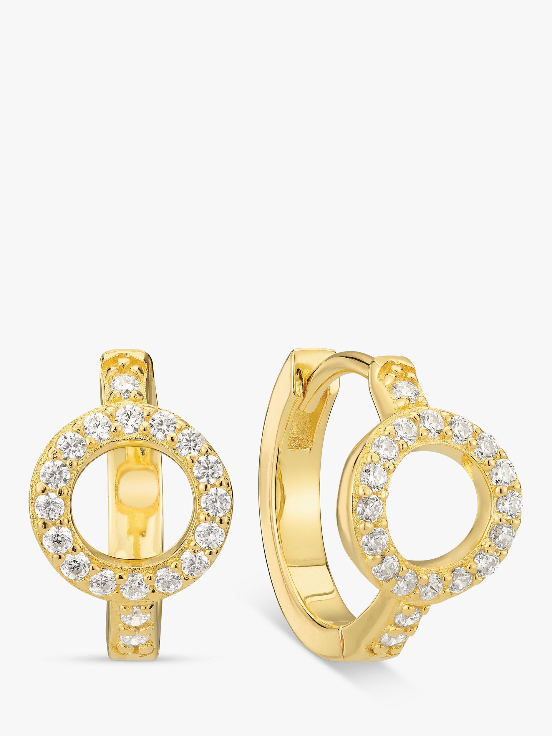 Product image 1 of 2, which shows Sif Jakobs Jewellery Cubic Zirconia Circle Hoop Earrings, Gold