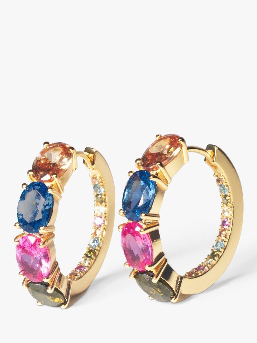 Product image 2 of 3, which shows Sif Jakobs Jewellery Multi-Coloured Zirconia Hoop Earrings, Gold/Multi