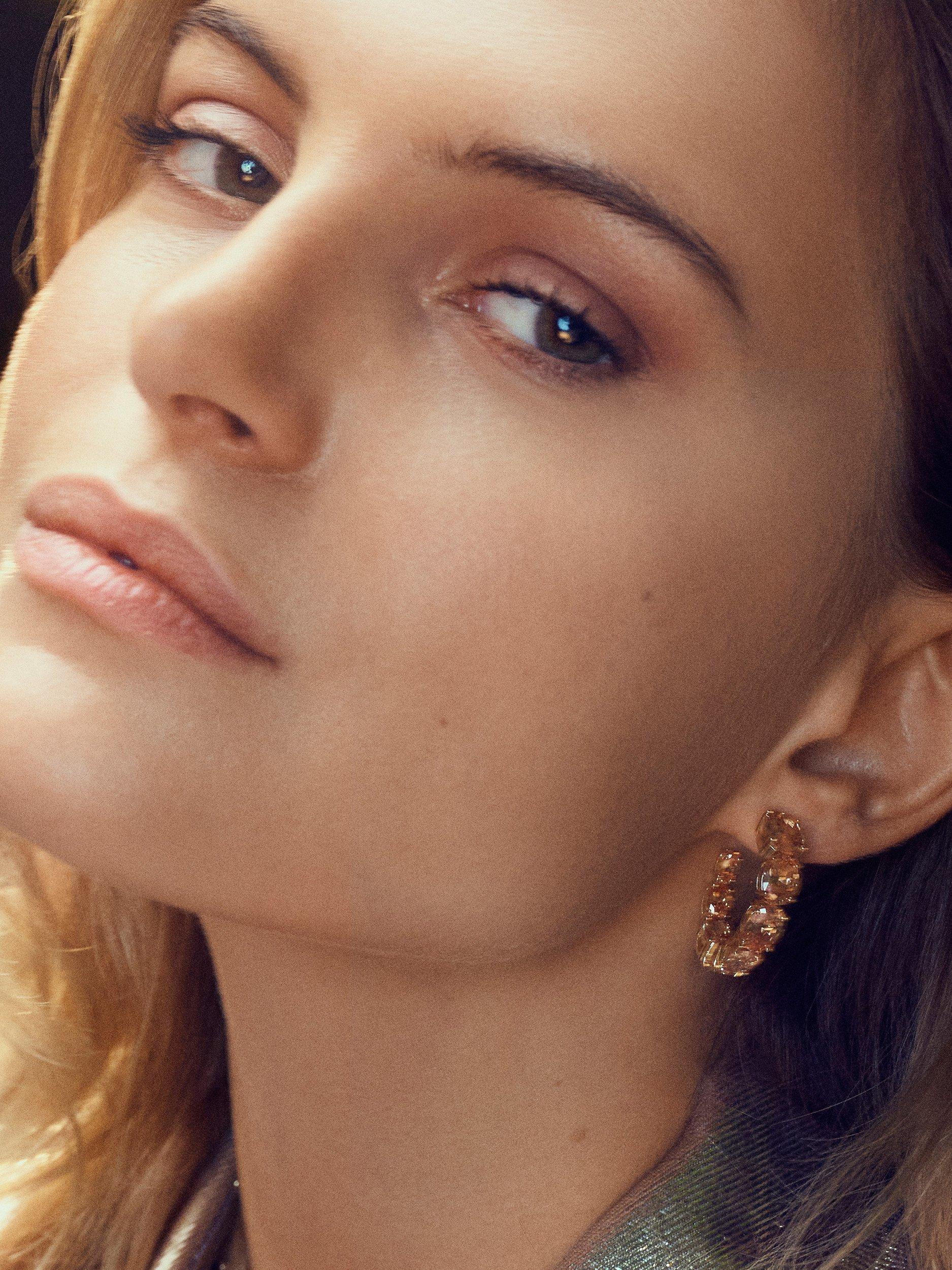 Product image 3 of 3, which shows Sif Jakobs Jewellery Cubic Zirconia Hoop Earrings, Gold