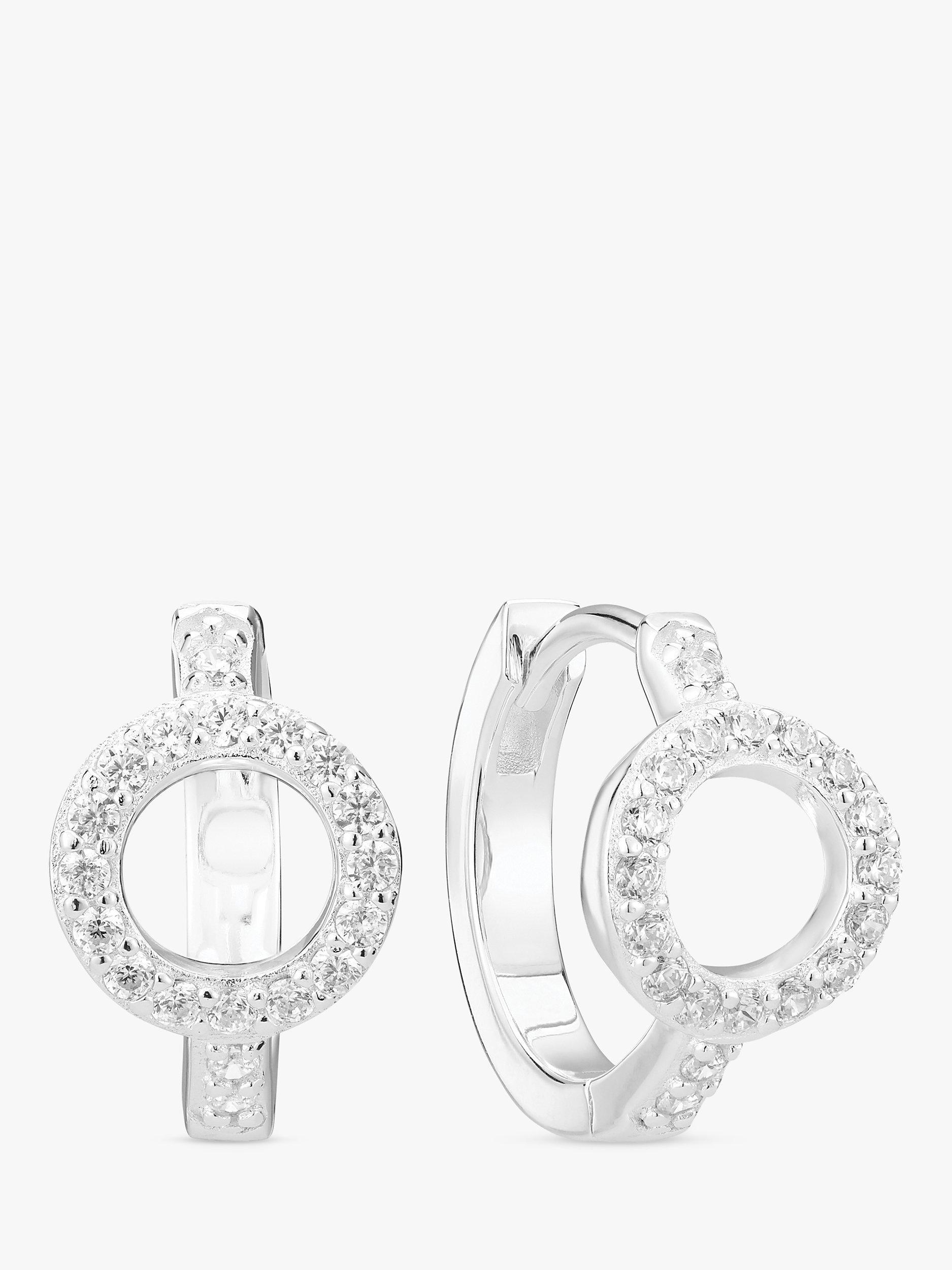 Product image 1 of 2, which shows Sif Jakobs Jewellery Cubic Zirconia Circle Hoop Earrings, Silver