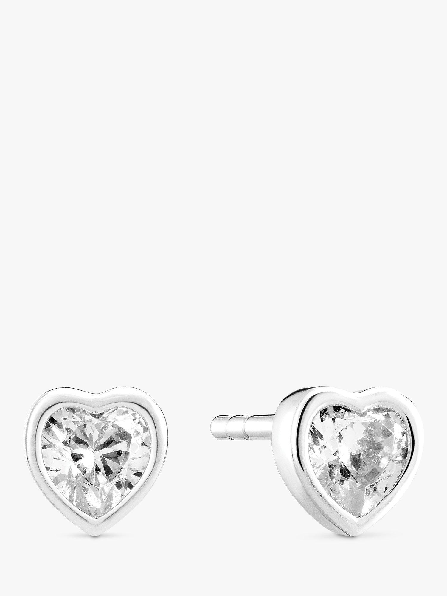 Product image 1 of 2, which shows Sif Jakobs Jewellery Cubic Circonia Heart Stud Earrings, Silver