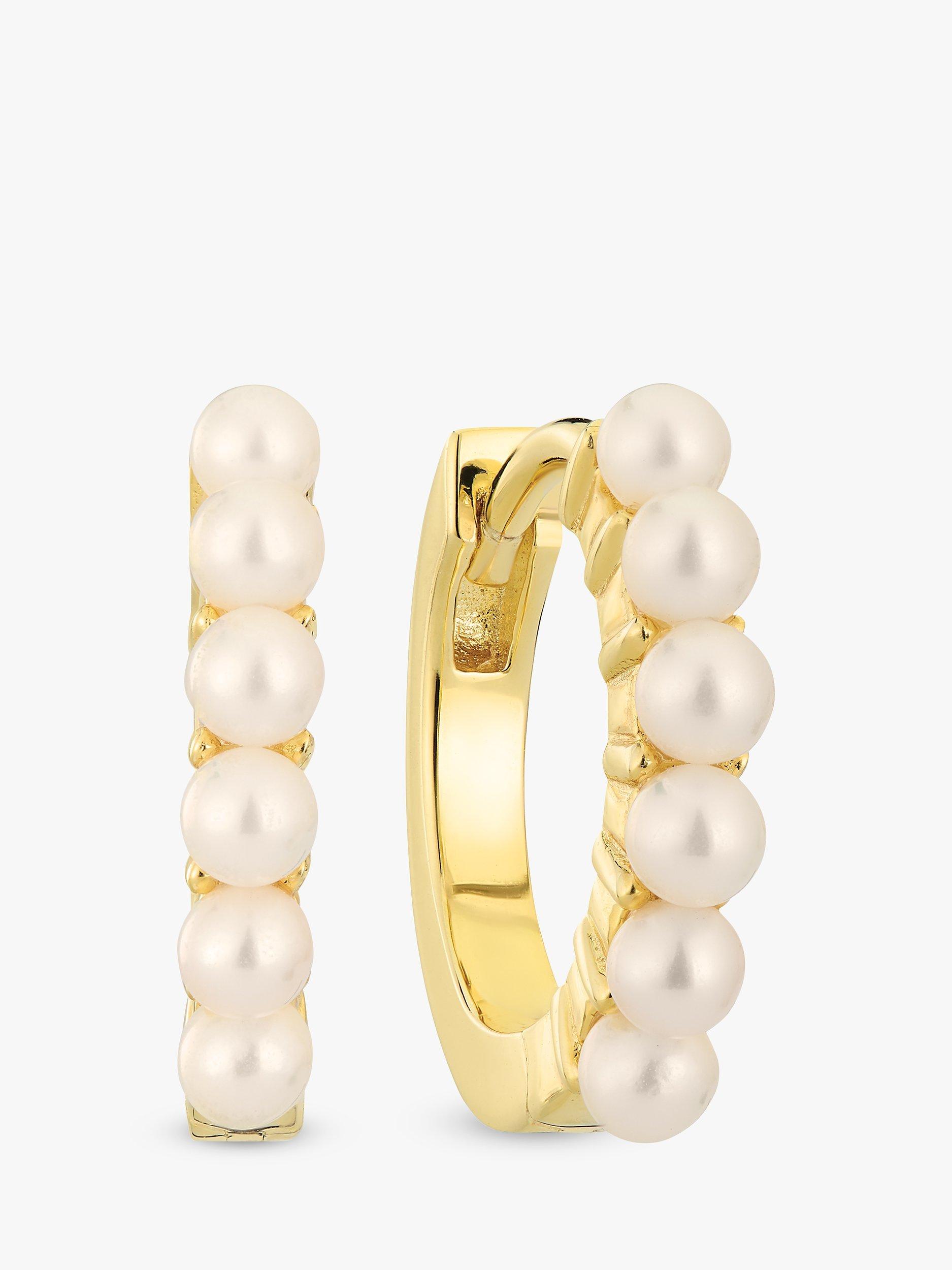 Product image 1 of 2, which shows Sif Jakobs Jewellery Small Pearl Hoop Earrings, Gold