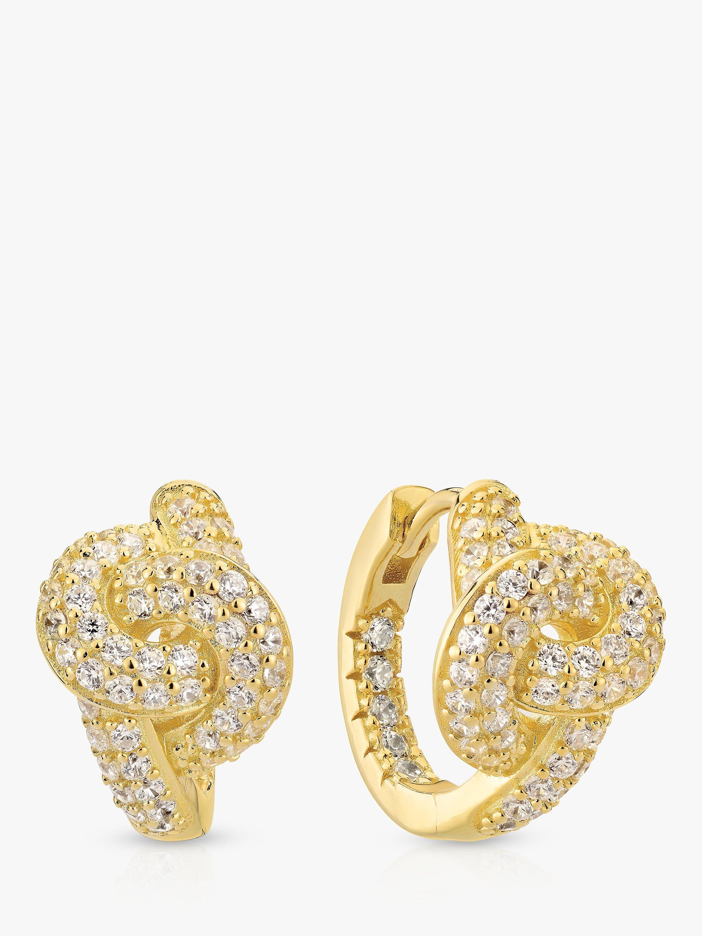 Product image 1 of 2, which shows Sif Jakobs Jewellery Cubic Zirconia Knot Stud Earrings, Gold