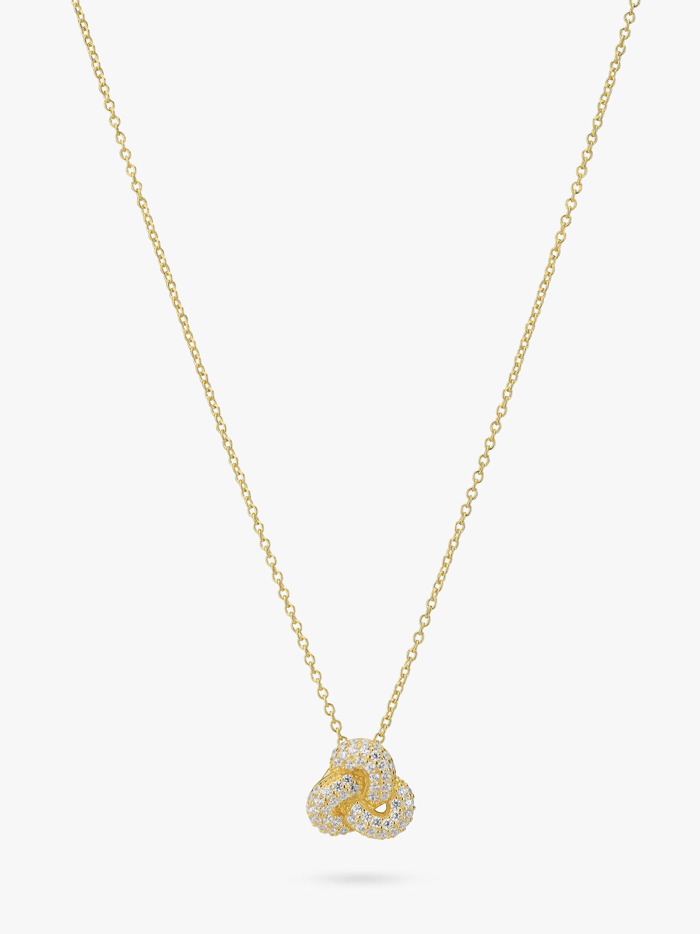 Product image 1 of 2, which shows Sif Jakobs Jewellery Cubic Zirconia Knot Pendant Necklace, Gold