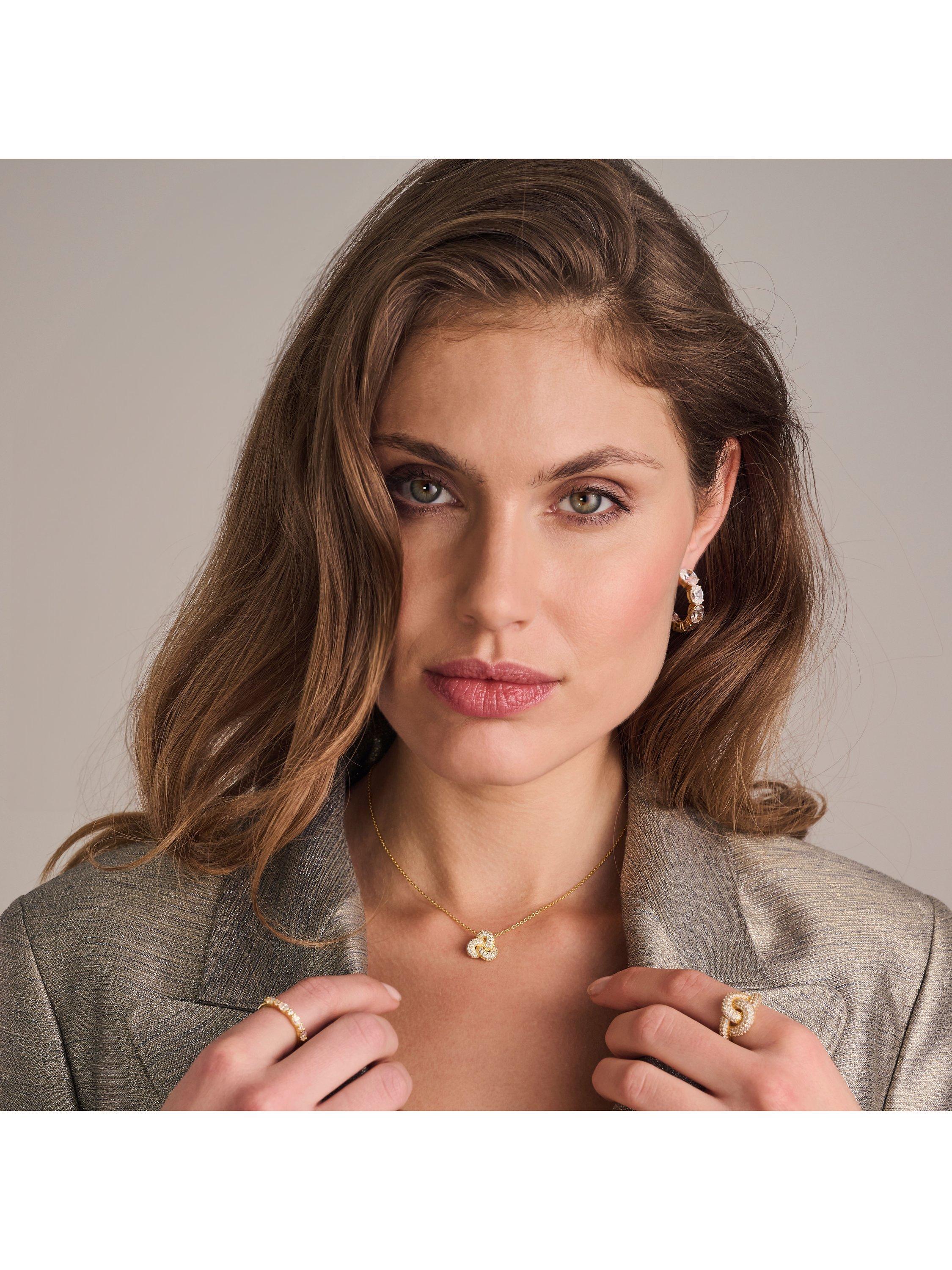 Product image 2 of 2, which shows Sif Jakobs Jewellery Cubic Zirconia Knot Pendant Necklace, Gold