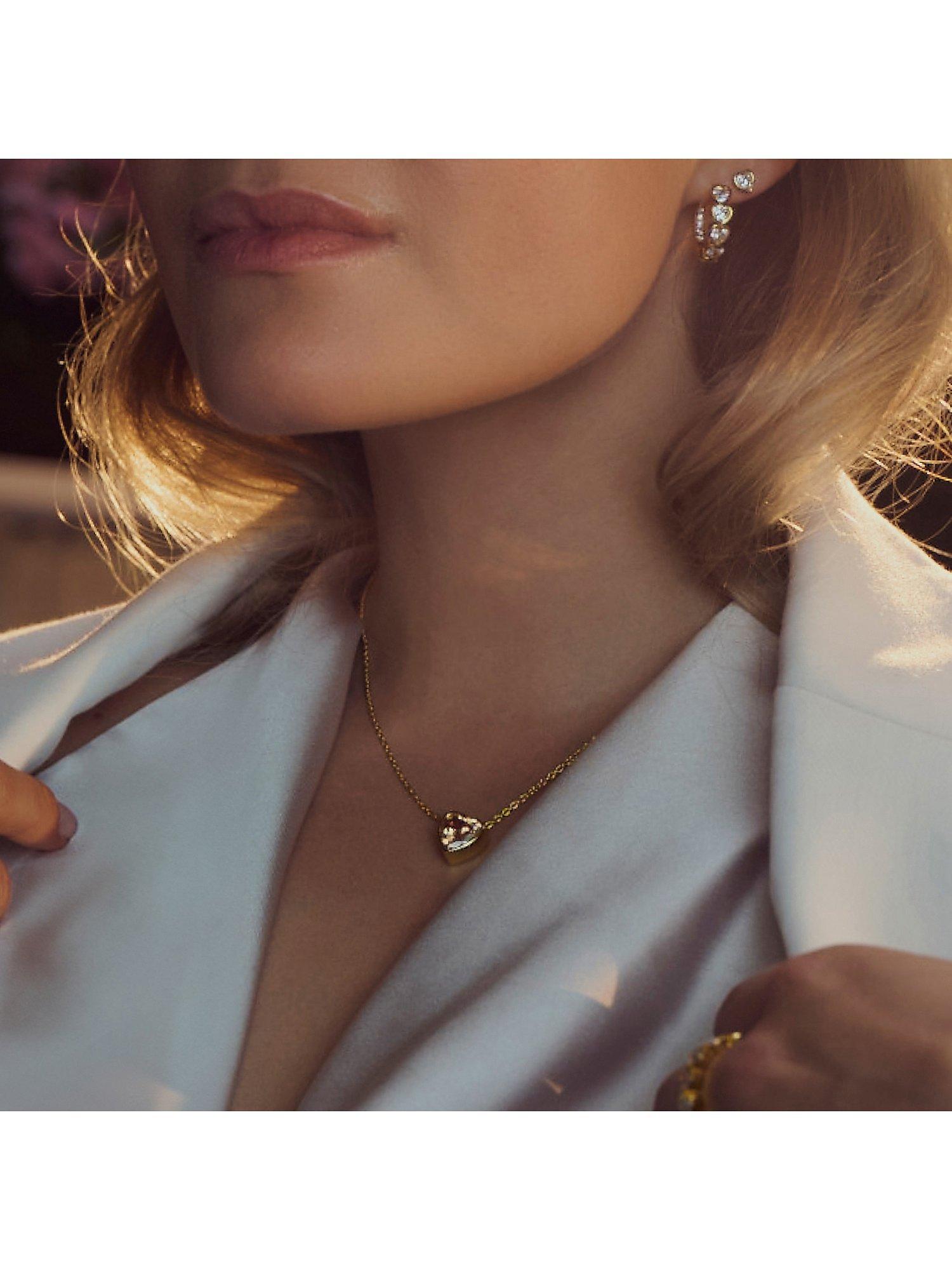 Product image 3 of 3, which shows Sif Jakobs Jewellery Amorino Cubic Zirconia Heart Pendant Necklace, Gold