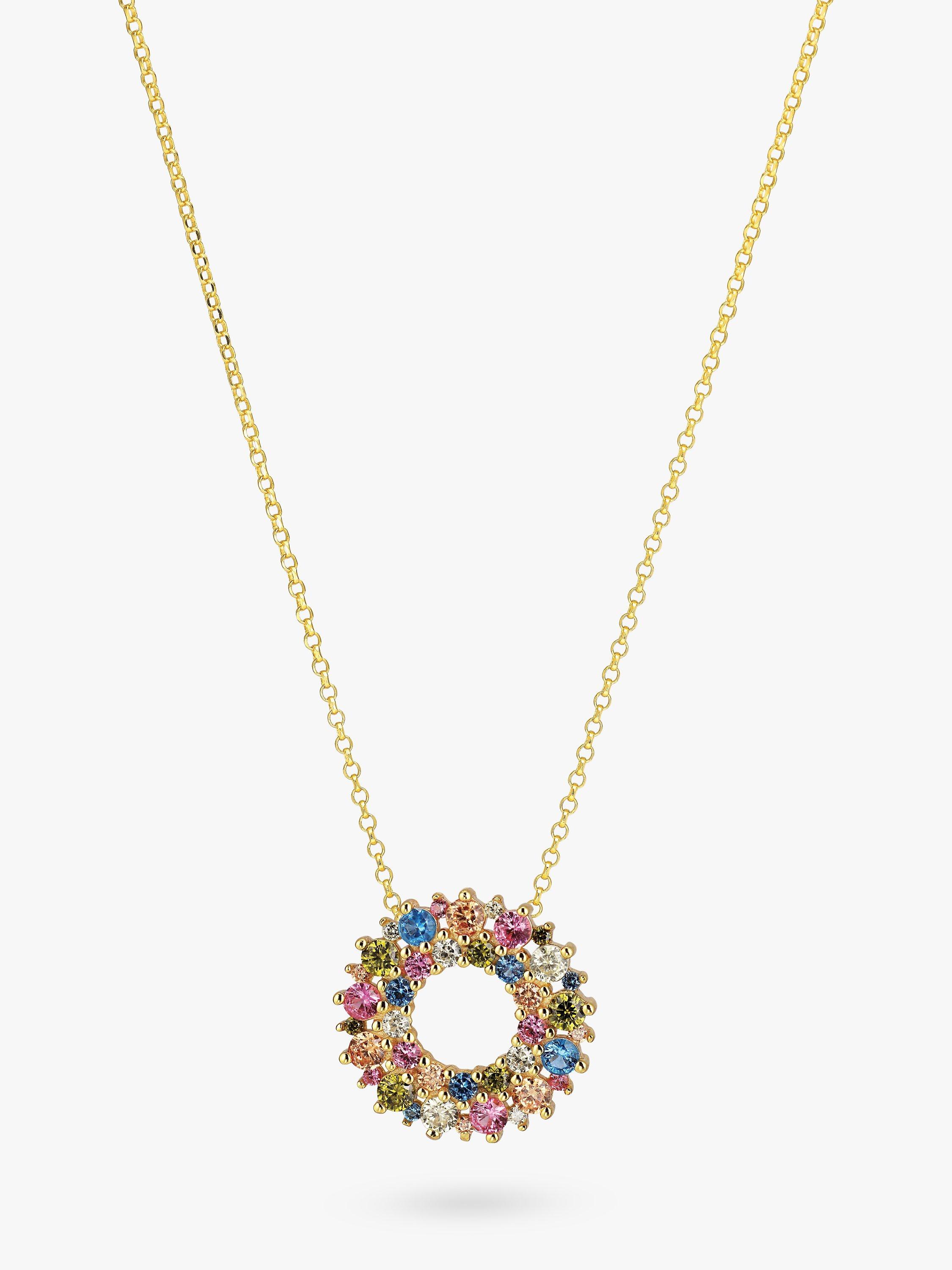 Product image 1 of 3, which shows Sif Jakobs Jewellery Cubic Zirconia Circle Pendant Necklace, Gold