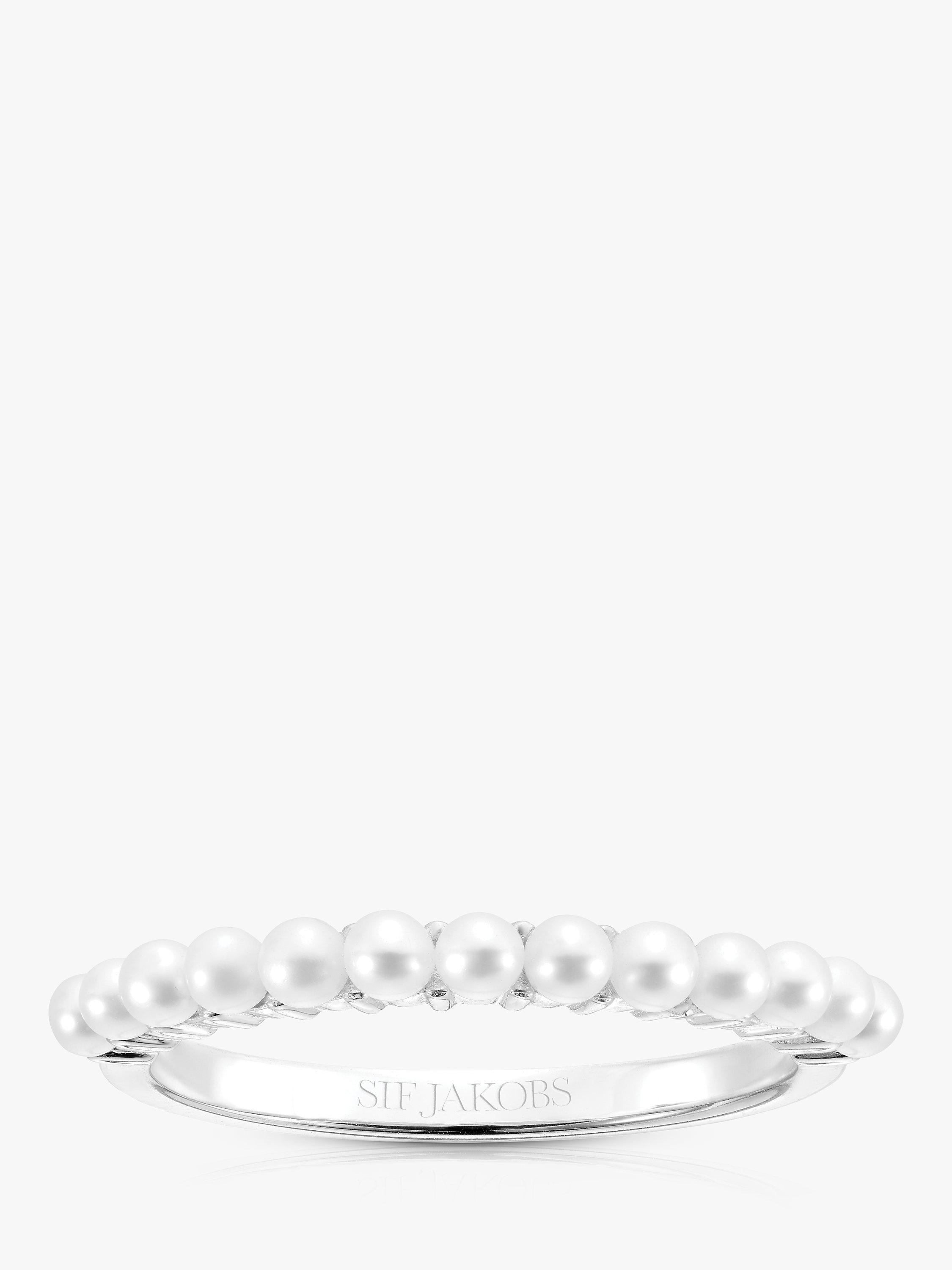 Product image 1 of 2, which shows Sif Jakobs Jewellery Freshwater Pearl Ring, Silver, L