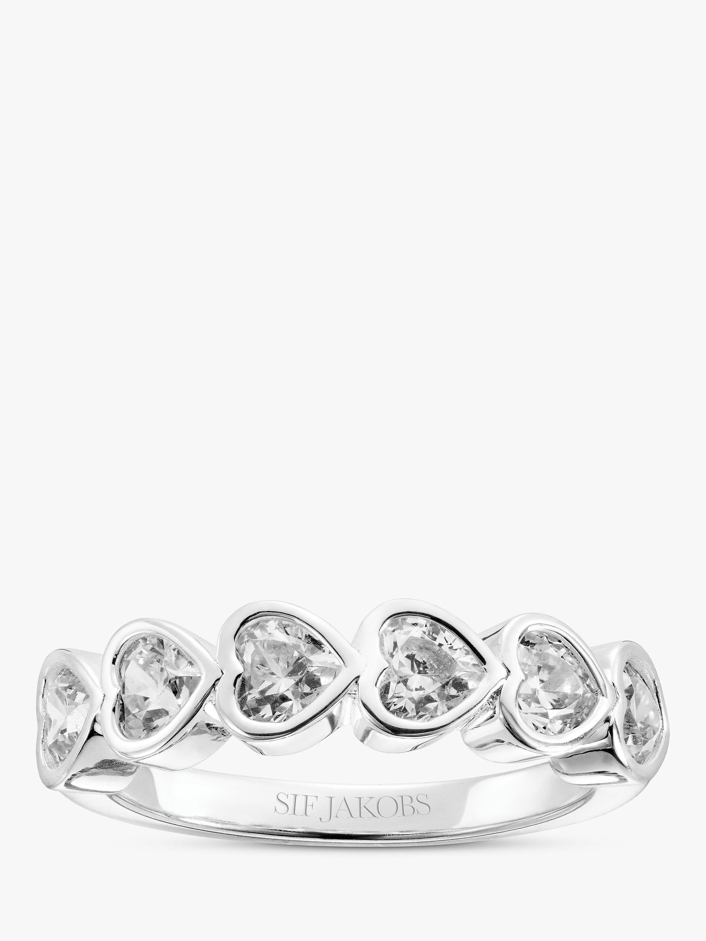 Sif Jakobs Jewellery Amorino Cubic Zirconia Heart Ring, Silver, L