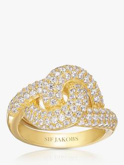 Sif Jakobs Jewellery Cubic Zirconia Knot Ring, Gold