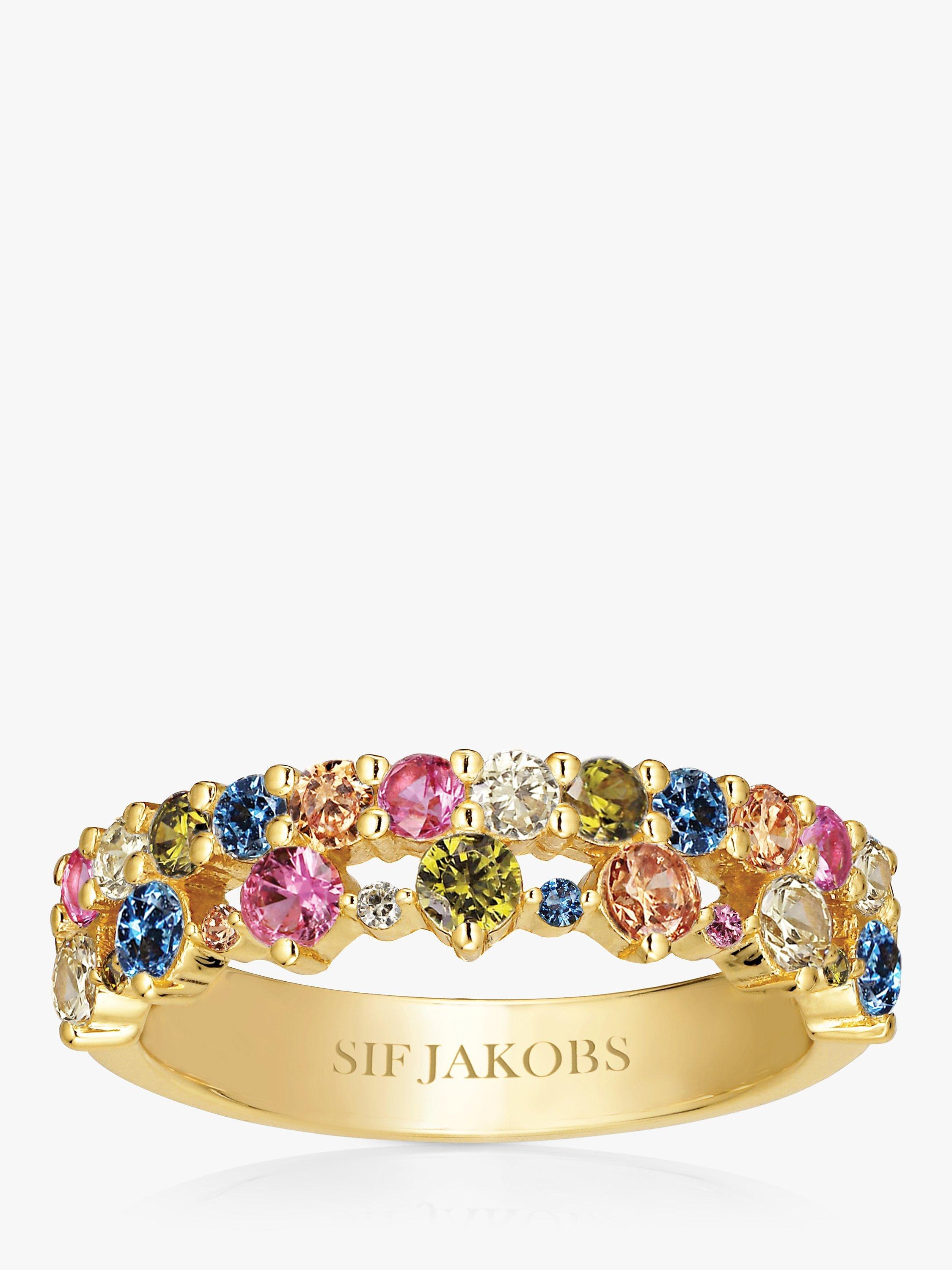 Product image 1 of 2, which shows Sif Jakobs Jewellery Double Row Zirconia Mix Ring, Gold, M