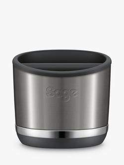 Sage Luxe 10 Puck Knock Box, Black/Stainless Steel