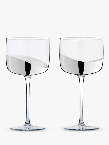 Anton Studio Designs Wave Gin Glasses, Set of 2, 550ml, Silver