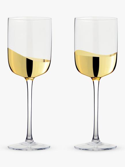 Anton Studio Designs Wave Wine Glass, Set of 2, 400ml, Gold