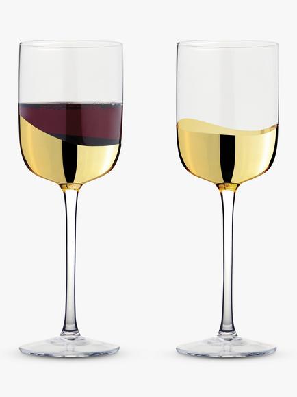 Anton Studio Designs Wave Wine Glass, Set of 2, 400ml - view 2, Gold