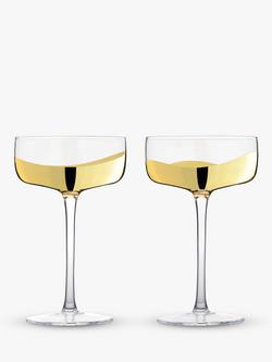 Anton Studio Designs Wave Coupe Cocktail Glass, Set of 2, 250ml, Gold