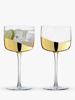 Anton Studio Designs Wave Gin Glasses, Set of 2, 550ml - view 2, Gold