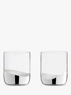Anton Studio Designs Wave Double Old Fashioned Glass Tumblers, Set of 2, 400ml, Silver
